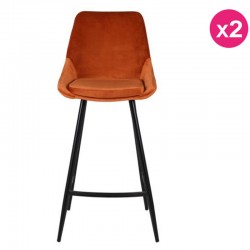 Lotto di 2 sedie Lavoro Piano Velluto Arancione e Metallo Kari KosyForm