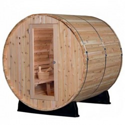 Sauna Extérieur Tonneau Senciotec à Vapeur Pinnacle avec Poêle 6 KwHarvia