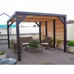 Habrita madeira Pergola com Ventelles removíveis no Telhado e um lado 348x310x232 Veneto