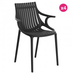 Set of 4 Vondom Ibiza chairs with armrests Black