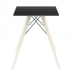 Table à manger Vondom Faz Wood plateau carré noir et pieds chêne blanchis