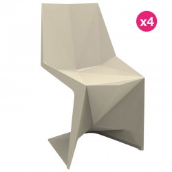 Conjunto de 4 Cadeiras Futuristas Vondom Voxel Ecru