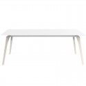 Table Vondom Faz Wood Plateau 200x90 Blanc et Bordure Noire avec Pieds Chêne Blanchis