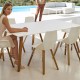 Table Vondom Faz Wood Plateau 200x90 Blanc et Bordure Noire avec Pieds Chêne Blanchis