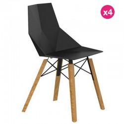 4-Stühle-Stapel Vondom Faz Wood2 Schwarz Fuß Eiche