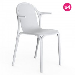 Set of 4 white Vondom Brooklyn armchairs