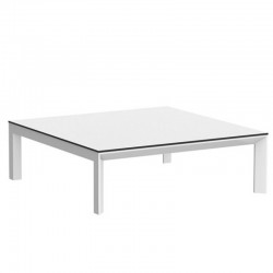 Table basse Frame Aluminium Vondom 100x100xH32 blanc avec bords noirs