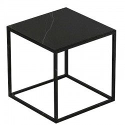 Vierkante salontafel Pixel Vondom Dekton Kelya zwart en zwart poten 40x40xH25