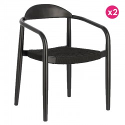 Set of 2 chairs with armrest in eucalyptus Black KosyForm