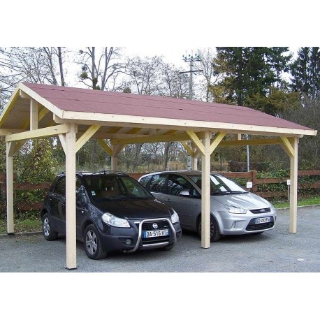 Carport em Pine Treated autoclave 15m2 com tampa de PVC Habrita