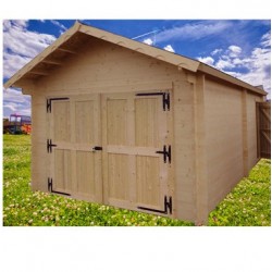 Massief houten garage Habrita 24,23m2 in planken van 60mm