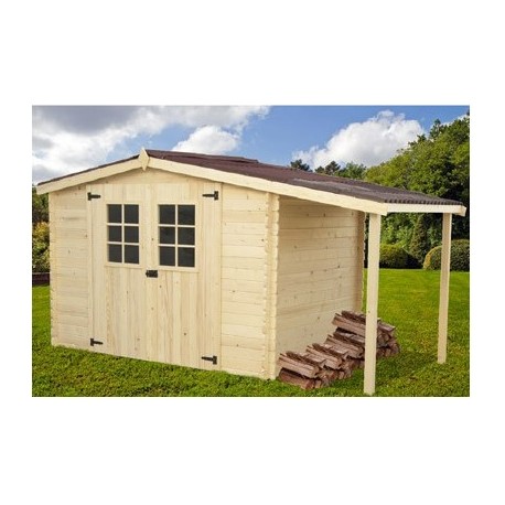 Gartenhaus Holz Habrita 5,06 m2 mit Markise 2.69 m2