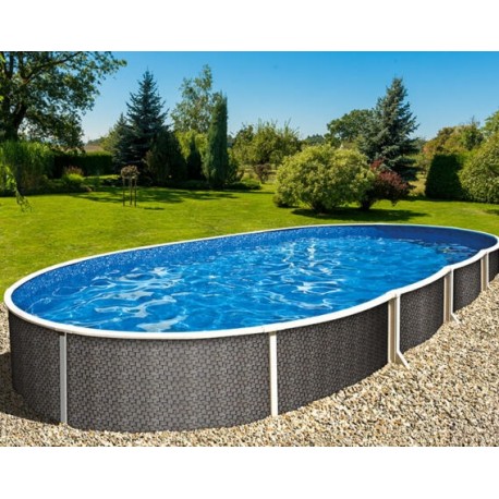 Piscine Azuro ovale style rotin 5.5x3.7x1.2