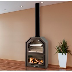 Poêle à Bois Ferlux avec Four Forno 60 en acier 16kW avec vitre