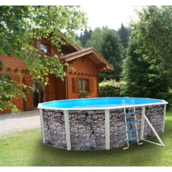 Above ground pool TOI Stone Grey oval 550x366xH120 with complete kit
