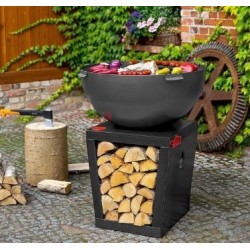 Brasero à bois Santos CookKing Premium avec Plancha et Support Bûcher