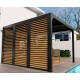 Pergola Bioclimatique Habrita aluminium 10,80 m2 ventelles imitation bois côté 3.6m