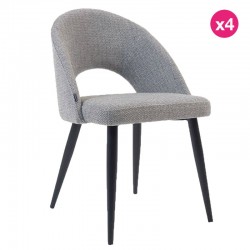 Set van 4 stoelen met ergonomische rugleuning en lichtgrijze stof zwarte poten KosyForm