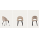 Set aus 4 beigefarbenen Samtstühlen mit ergonomischer Rückenlehne schwarze Beine KosyForm