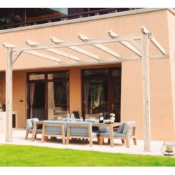 Pergola adossée en bois brut Cadiz 4x3m 12m2