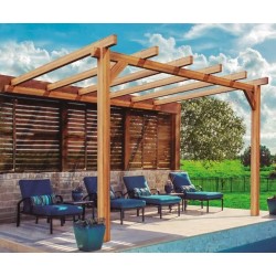 Lean-to pergola in raw wood Andorra 4x3m 12m2