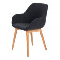 Lot de 2 Fauteuils Repas Tea tissu Marine Piétement Chêne massif VeryForma