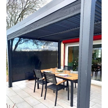 Pérgola Bioclimática 2 Cortinas Laterales 10,80 m2 aluminio antracita Habrita