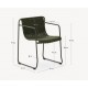 Arvin Swirl Chair in Beige Chenille Fabric and VeryForma Oak Wood Legs