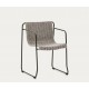 Sedia Arvin Swirl in tessuto ciniglia beige e gambe in legno di rovere VeryForma