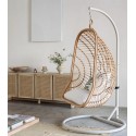 Kate Hanging Chair in Natural Rattan and VeryForma Steel