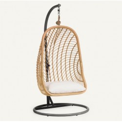 Cadeira Suspensa Kate em Rattan Natural e Aço Cinza Escuro VeryForma
