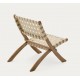 Beli Sillón plegable de madera maciza y cuerda color crema VeryForma